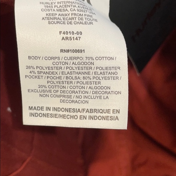 Hurley Walkshorts Stretch Red 32 - Picture 8 of 8